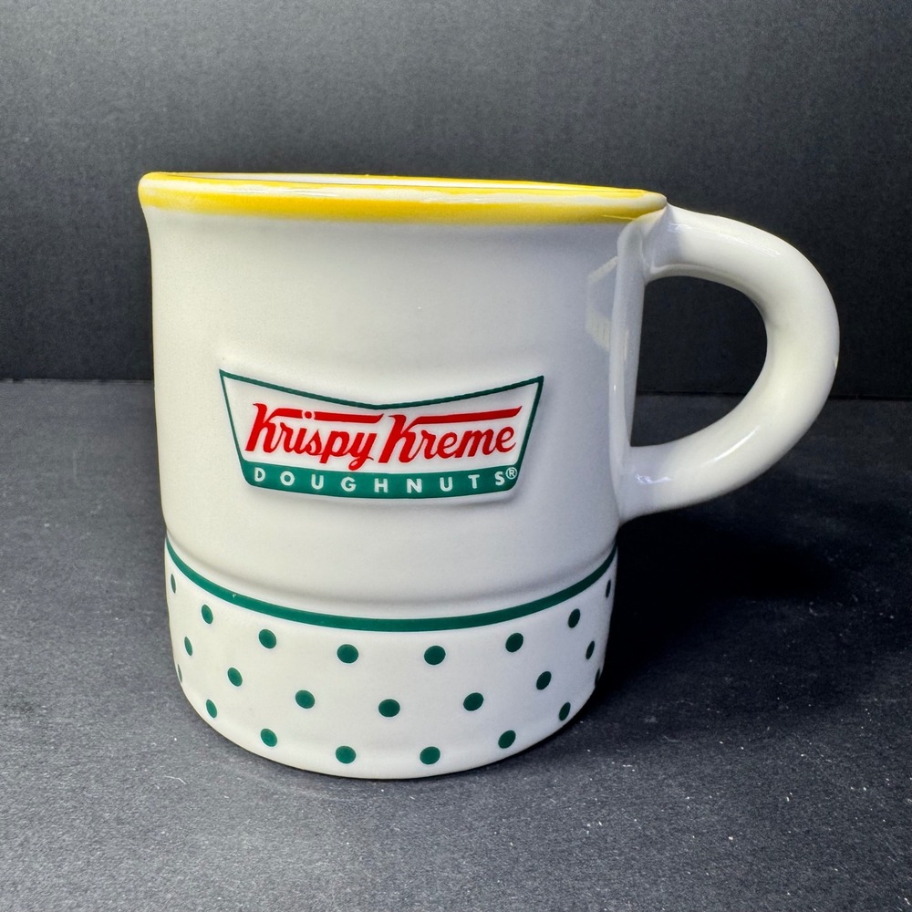Krispy Kreme Doughnuts Coffee Mug Hidden 3D Donut Surprise Ceramic Polka Dot EUC